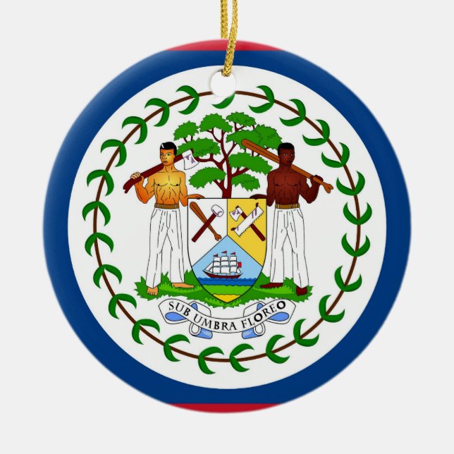 En Céramique Ornement avec drapeau du Belize (Devant)