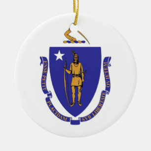 En Céramique Ornement avec drapeau du Massachusetts