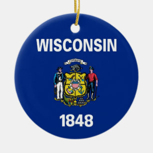 En Céramique Ornement avec drapeau du Wisconsin