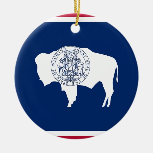 En Céramique Ornement avec drapeau du Wyoming (Devant)
