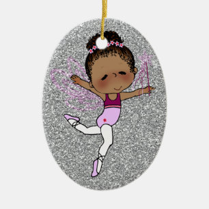 En Céramique Ornement Ballerina de Noël rose argent