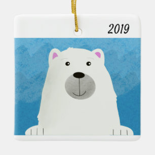 En Céramique Ornement blanc mignon de conception d'ours blanc