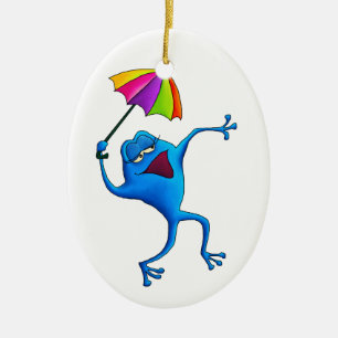 En Céramique Ornement bleu de grenouille de chant