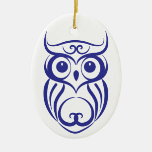 En Céramique Ornement bleu de hibou de style de la Chine de