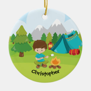 En Céramique Ornement campant personnalisé unique de Noël