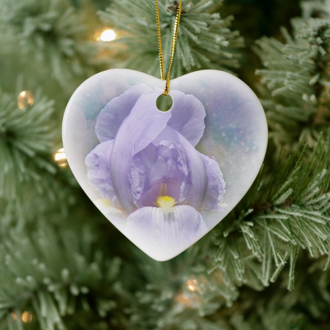 En Céramique Ornement cardiaque Iris violet (Arbre)
