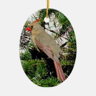 En Céramique Ornement cardinal femelle de Noël