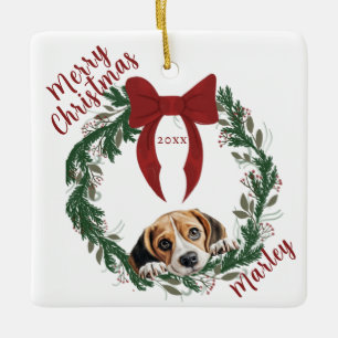 En Céramique Ornement Carré Beagle de chien de personnalisable