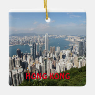 En Céramique Ornement carré de Noël de Hong Kong