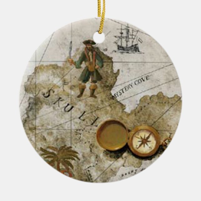 En Céramique Ornement Carte Pirate (Devant)