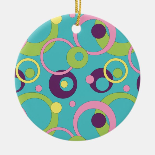 En Céramique Ornement Cercles Bleus Funky (Devant)
