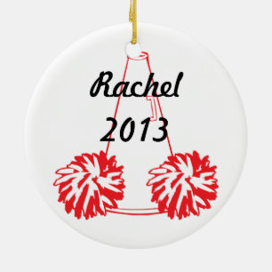 En Céramique Ornement Cheerleading rouge fait sur commande