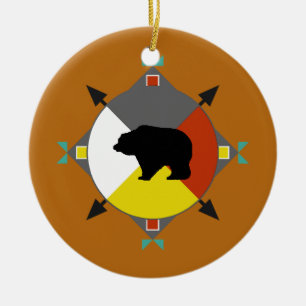 En Céramique Ornement cherokee de directions de l'ours quatre