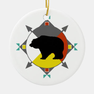En Céramique Ornement cherokee d'ours de quatre directions