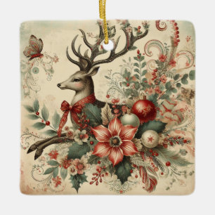 En Céramique Ornement classique des cerfs de Noël