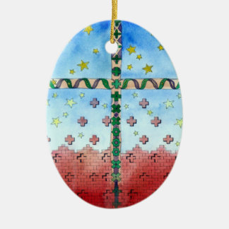 En Céramique Ornement croisé de Noël d'aquarelle