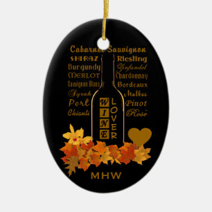 En Céramique Ornement d'amoureux du vin Monogramme personnalisé