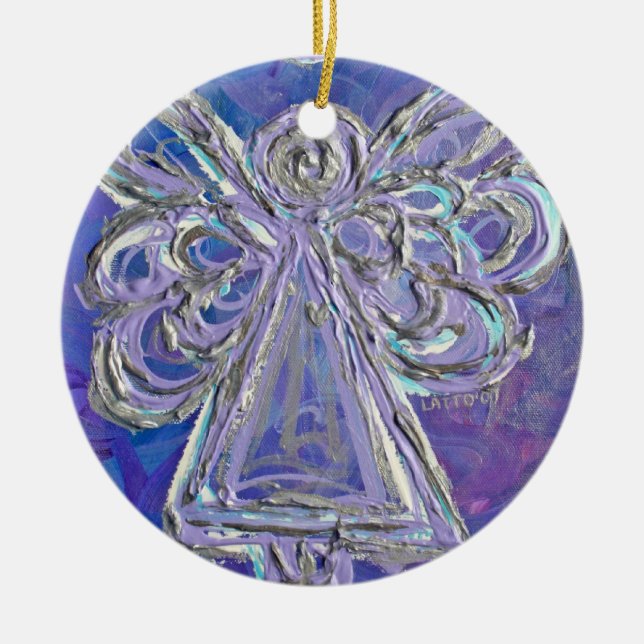 En Céramique Ornement d'ange d'argent pourpre (Devant)