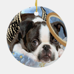 En Céramique Ornement d'ange de Boston Terrier