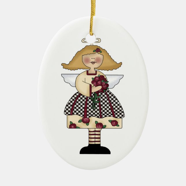 En Céramique ornement d'ange rose (Devant)