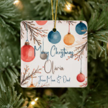 Ornement d'aquarelle Pastel personnalisé de Noël