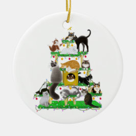 En Céramique Ornement d'arbre de chat de Noël