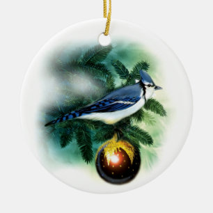 En Céramique Ornement d'arbre de geai assez bleu d'oiseau de