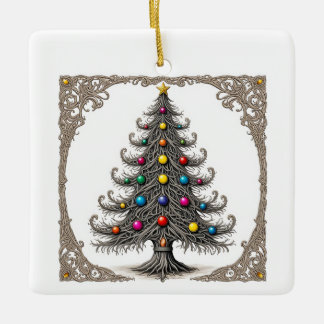 En Céramique Ornement d'arbre de Noël blanc vintage - Intrique