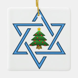 En Céramique Ornement d'arbre de Noël de l'étoile juive