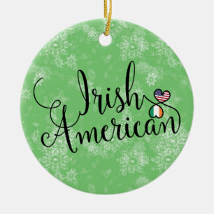 En Céramique Ornement d'arbre de Noël des Coeurs irlandais amér