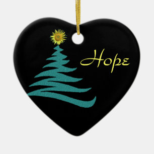 En Céramique Ornement d'arbre de Noël d'espoir - coeur