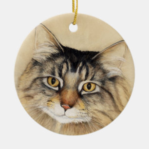 En Céramique Ornement d'art de chat de ragondin du Maine