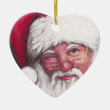 Ornement d'art du clin d'oeil de Père Noël