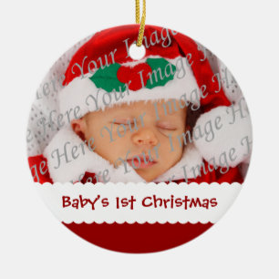 En Céramique Ornement daté de photo de ęr Noël du bébé