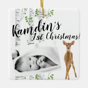 En Céramique Ornement de bébé personnalisé Deer Doe Buck Woodla
