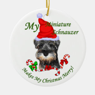 En Céramique Ornement de cadeaux de Noël de Schnauzer miniatur