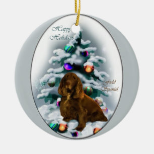 En Céramique Ornement de cadeaux de Noël d'épagneul de champ
