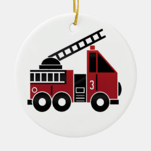 En Céramique Ornement de camion de pompiers