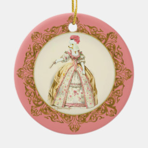 En Céramique Ornement de caniche blanc Marie-Antoinette