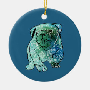 En Céramique Ornement de cercle Mandala Bouledogue français