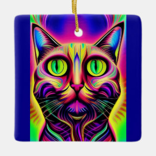 En Céramique ornement de chat curieux