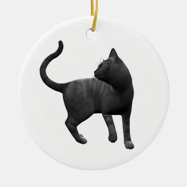 En Céramique Ornement de chat noir malicieux (Devant)