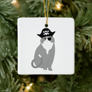 En Céramique Ornement de chat pirate