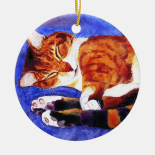 En Céramique Ornement de chat Tabby à Dormir - "Tigger"