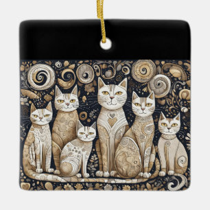 En Céramique ornement de chats apaisants