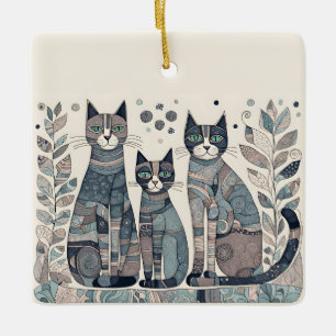 En Céramique ornement de chats apaisants