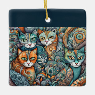 En Céramique ornement de chats apaisants