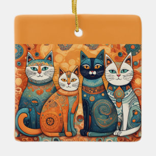 En Céramique ornement de chats apaisants