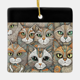 En Céramique ornement de chats apaisants