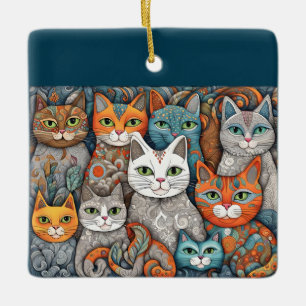 En Céramique ornement de chats apaisants